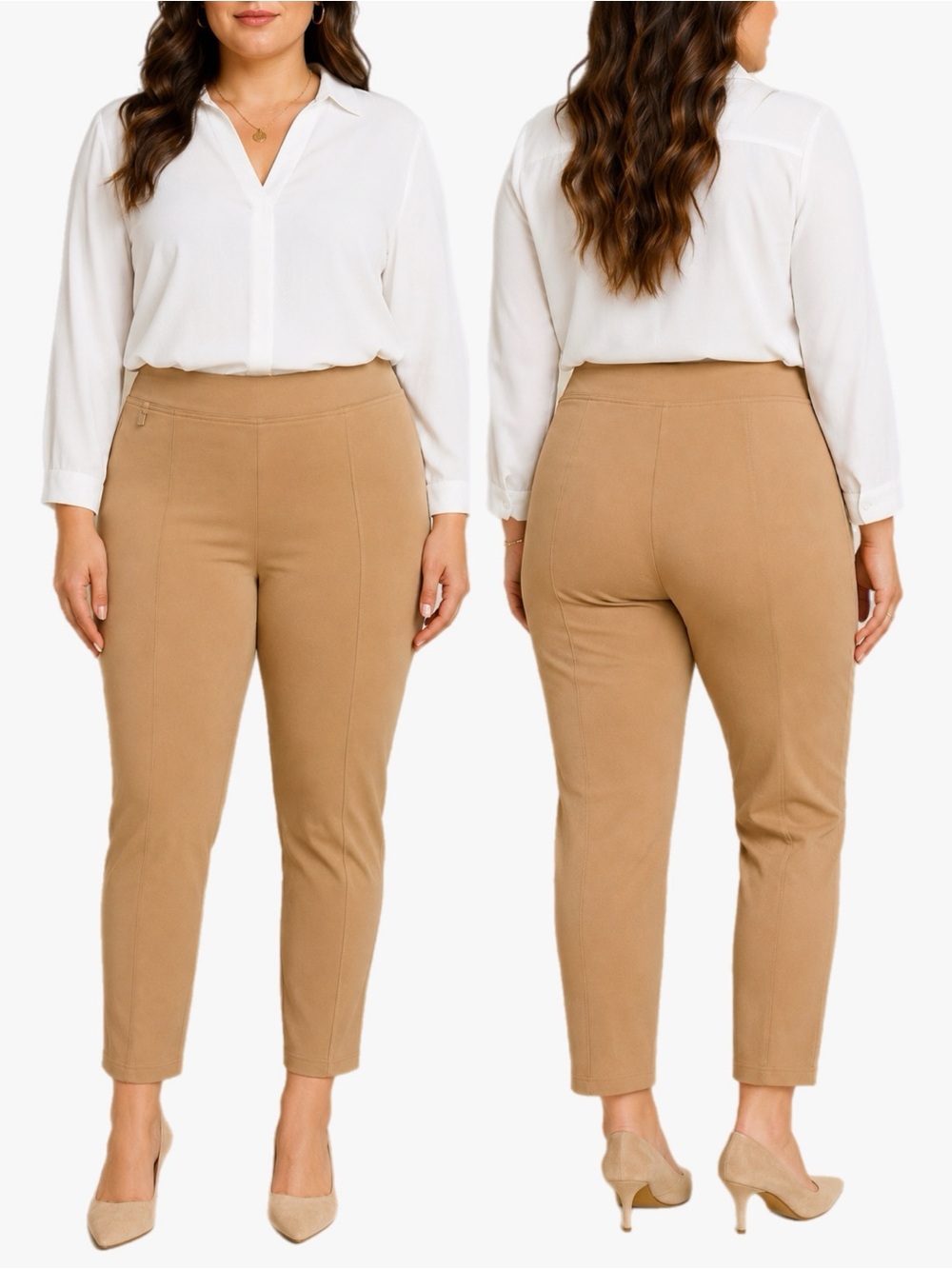 NWT Zac & Rachel Figure Defining Total Stretch Recovery Pants Tan Plus Size 3X